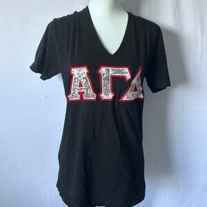 Alpha Gamma Delta T-Shirt American Apparel M Made in USA ΑΓΔ Sorority V Neck